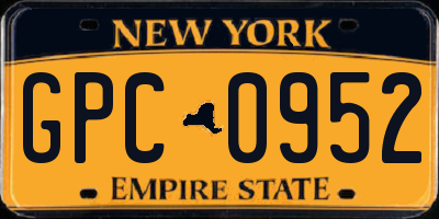 NY license plate GPC0952