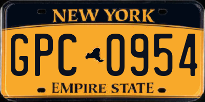 NY license plate GPC0954