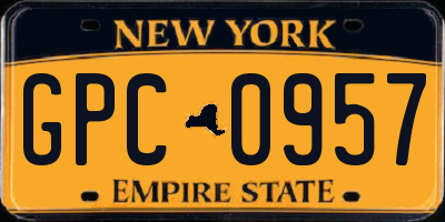 NY license plate GPC0957