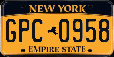 NY license plate GPC0958