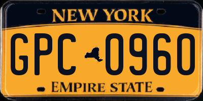 NY license plate GPC0960