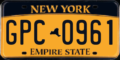NY license plate GPC0961