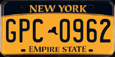 NY license plate GPC0962