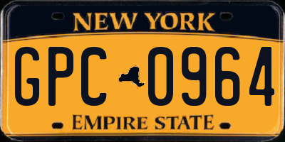 NY license plate GPC0964