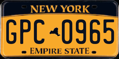 NY license plate GPC0965