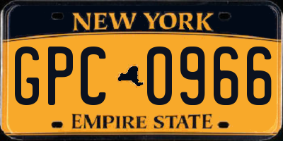 NY license plate GPC0966