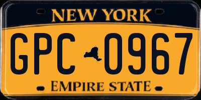 NY license plate GPC0967
