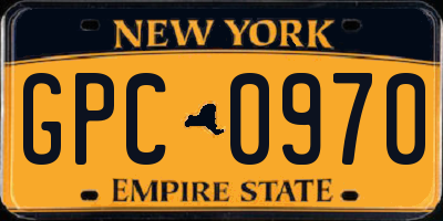 NY license plate GPC0970