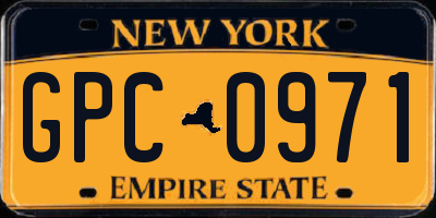 NY license plate GPC0971