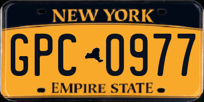NY license plate GPC0977