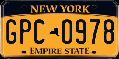 NY license plate GPC0978