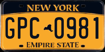 NY license plate GPC0981