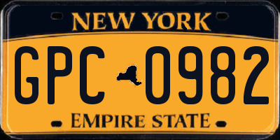 NY license plate GPC0982