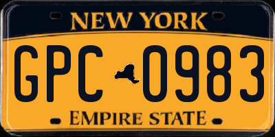 NY license plate GPC0983
