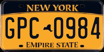NY license plate GPC0984