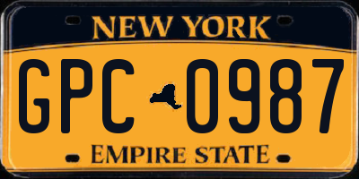 NY license plate GPC0987