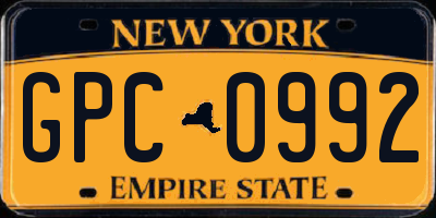 NY license plate GPC0992