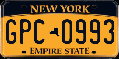 NY license plate GPC0993