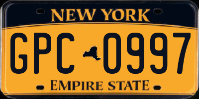 NY license plate GPC0997