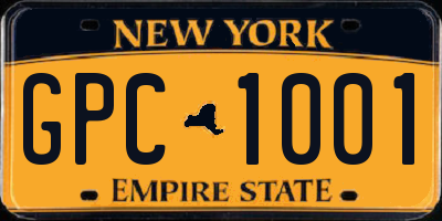 NY license plate GPC1001