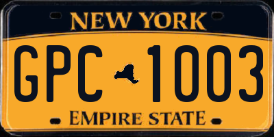 NY license plate GPC1003