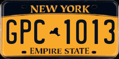 NY license plate GPC1013