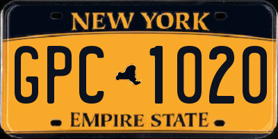 NY license plate GPC1020