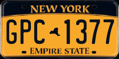 NY license plate GPC1377
