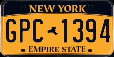 NY license plate GPC1394