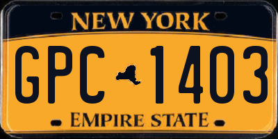 NY license plate GPC1403
