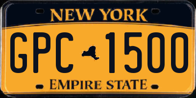 NY license plate GPC1500