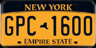 NY license plate GPC1600