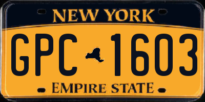 NY license plate GPC1603