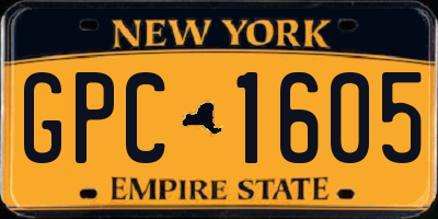 NY license plate GPC1605