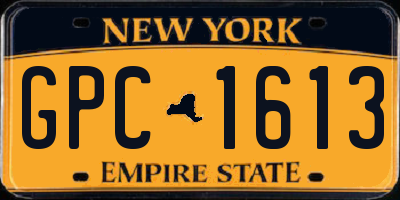 NY license plate GPC1613