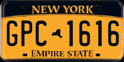 NY license plate GPC1616