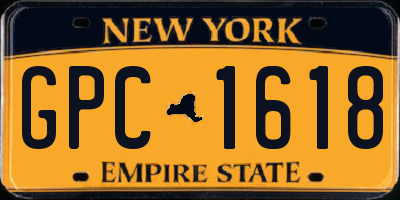 NY license plate GPC1618