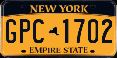 NY license plate GPC1702
