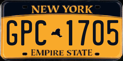 NY license plate GPC1705