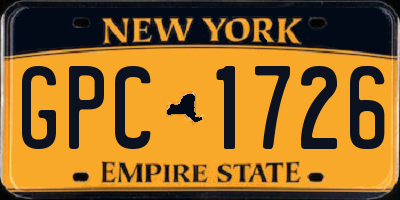 NY license plate GPC1726