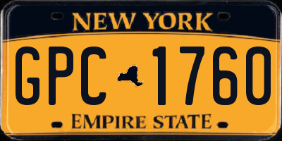 NY license plate GPC1760