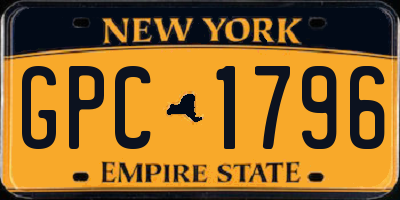 NY license plate GPC1796