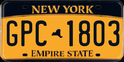NY license plate GPC1803