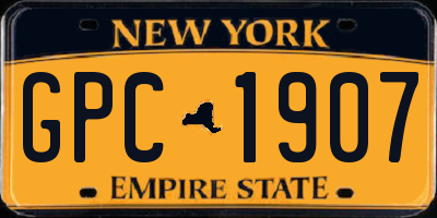 NY license plate GPC1907