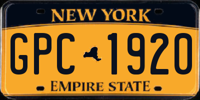 NY license plate GPC1920