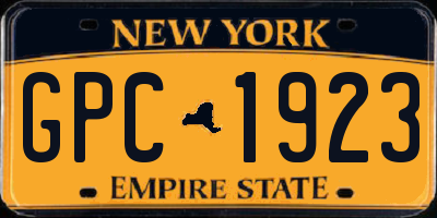 NY license plate GPC1923