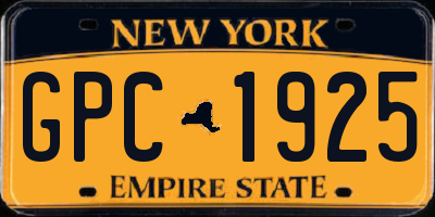 NY license plate GPC1925