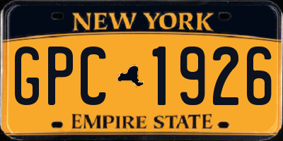 NY license plate GPC1926