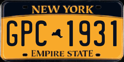 NY license plate GPC1931