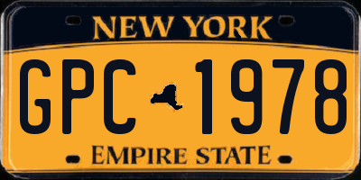 NY license plate GPC1978